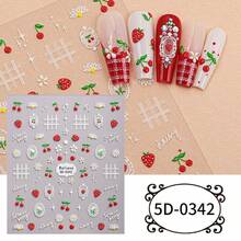 Zhengxiang Dopamine Bow Nail Stickers, 5D Embossed Minimalist Versatile Cherry Cartoon Nail Art Decals - Nail Art Posts - View 9