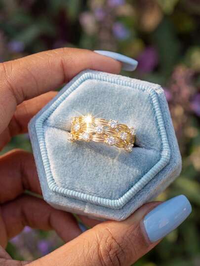 1pc 925 Sterling Silver Full Star Leaf Ring, Exquisite Jewelry, Gift For Women, Elegant Ring, Versatile For Daily Wear And Party Decoration, Refined Gift For Her