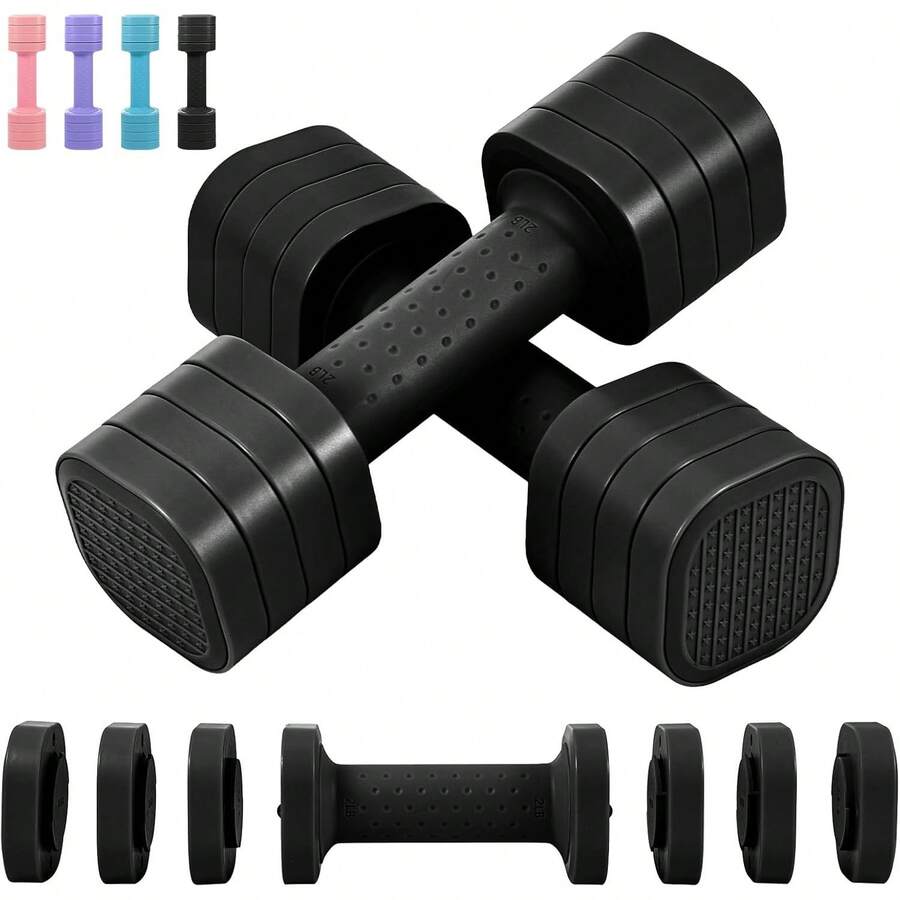 4-In-1 Adjustable Dumbbell Set, 2-5lbs, Quick-Lock Hand Weights For Home Workouts, Pilates, Strength Training For Women & Men - Black - View 1