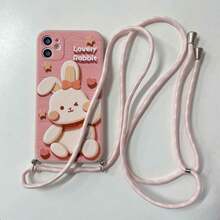 1个时尚星星兔爱心穿孔镜头保护防摔磨砂边手机壳，兼容苹果/红米/vivo/OPPO/传音 - 粉色 - 查看 5