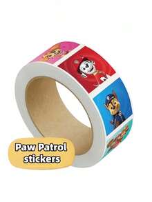 300pcs/Roll Paw Patrol Sticker Roll, Featuring Rubble, Chase, Rocky, Zuma, Skye, Everest, Tracker, Tuck, Ella, Rex, WildCat, Liberty Characters, Cute Cartoon DIY Decorative Stickers Suitable For Phone Cases, Laptops, Notebooks, Guitars, Cups, Stationery, Waterproof Stickers - Random - View 6