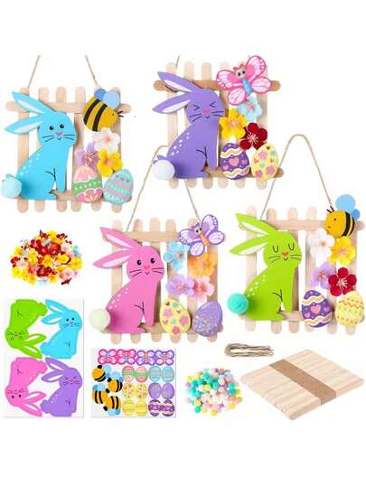 1 Set Easter Bunny Self-Adhesive Paper Craft Kit, Includes Decorations Like Eggs, Bees, Butterflies (Cartoon Design). Suitable For Spring Easter Party Decor, Family Gatherings, Holiday Events, And Other Craft Projects. Also Suitable As Easter Gifts, DIY Projects, Gift Bag Fillers, Birthday Party Supplies, Housewarming Gifts, And Graduation/Back To School Gifts.