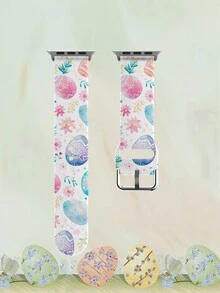 Correa de reloj de silicona con estampado floral y graffiti colorido compatible con Apple Watch de 38mm, 40mm, 41mm, 42mm, 44mm, 45mm y 49mm, apta para Series Ultra/SE/7/6/5/4/3/2/1 - Multicolor - Ver 9