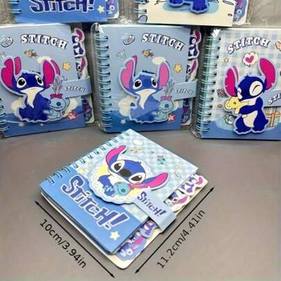 1pc/2pcs/4pcs Stitch Cartoon Themed Classified Divider Notebook, Cute Stitch Coil Bound Memo Pad, A7 Size Stationery, Student Prize, New Arrival Cute Cartoon Square Classified Coil Notebook, Stitch Magnetic Closure Memo Pad