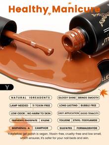 YOKEFELLOW 不含TPO和HEMA的6色秋冬凝胶指甲油套装，10毫升莫兰迪橙棕色美拉德色系可卸甲凝胶指甲油套装，适合女性在家美甲沙龙使用，新品 - 彩色 - 查看 8