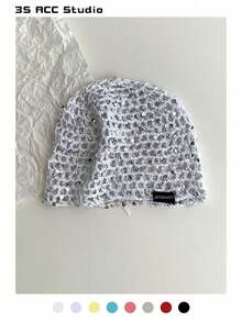 闪亮镂空网眼帽，夏季镂空针织帽，复古百搭手工编织帽，轻薄透气遮阳帽，叠戴帽，春夏时尚彩色发带 - 亮片冷帽 - 查看 9