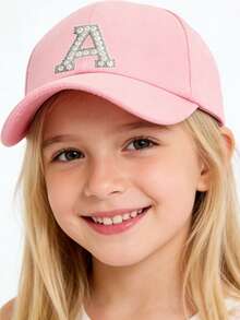 1PC Customized Kids A-Z Letter Pattern Baseball Cap, Adjustable Breathable Gift Hat For 3-16 Years Old Boys Girls, UV Protection Daily Outdoor Sun Hat - Pink - View 3