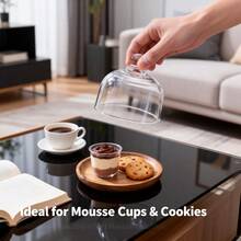 Glass Dessert Dome With Wooden Base, Mini Cake Stand, Wooden Cake Plate With Dome, Kitchen Fruit Display Tray, Suitable For Wedding, Appetizer Sweets And Cheese Serving - Clear - View 8