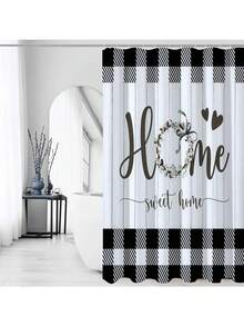 1. Black & White Shower Curtain Set, Cozy Home Bathroom Set\N2. Country Plaid Bathroom Shower Curtain Set With Rug, Includes Bath Mat And Toilet Mat Set - A - View 15
