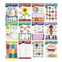 18 Educational Posters For Preschoolers Toddler Boho Learning Poster For Kids Ages 1-6 ABC Chart, Numbers,Colors, Shapes, Days Of The Week, Homeschool And Classroom Decor Preschool Classroom Must Haves - 彩色 - 查看 2