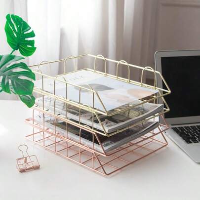 A4 File Storage Rack (For Office Desk), Detachable Metal File Storage Rack (Suitable For Office, School And Home), Stackable Metal File Tray/A4 Paper Rack, Office, School, Home, School Supplies And Back To School Organization