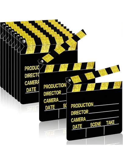 胶片卷轴架，纸板胶片卷轴架，导演标记棒，适用于书写动作场景板，电影、视频、摄影道具，纸质导演板 | 经典电影道具，适用于电影拍摄、派对、生日、婚礼和成人仪式（单面印刷，黑白）