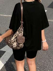 女士黑色印花两件套家居服 - 黑色 - 查看 6