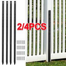 2/4PCS Heavy Duty Fence Post Anchor Repair Kit Support Wood Pile Metal Ground Spike - Black - View 1