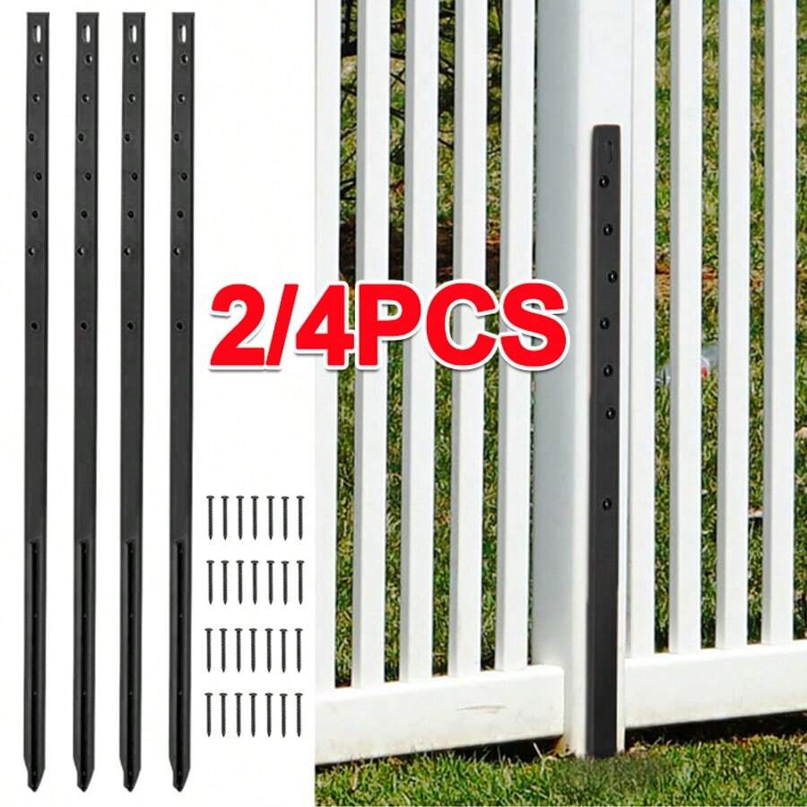 2/4PCS Heavy Duty Fence Post Anchor Repair Kit Support Wood Pile Metal Ground Spike - Black - View 1