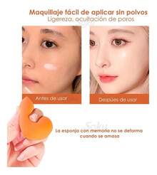 TendenciaSoku Esponja Maquillaje Humedo Seco Foam Estuche Viaje Color BeigeCalidad premium - Menta - Ver 10