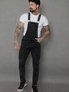 Men's Gray Graphite Denim Jumpsuit (Overalls) - Graphite - View 1