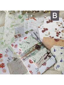 30 Sheets Of Retro Embossed Relief Printing Thickened Cowhide Specialty Paper Memo Pad With Floral Bow Detail Frame, Ins Style, Writable Note Card For Journal Decoration, Craft Paper Back To School - 粉紅色 - 查看 11