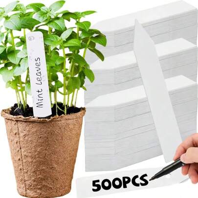 500 szt. plastikowych etykiet do doniczek szkółkarskich, lekkie i trwałe paliki do identyfikacji roślin, odporne na warunki atmosferyczne znaczniki do sadzonek, etykiety do warzyw, kwiatów i ziół, znaki do szklarni do ogrodu wewnętrznego i zewnętrznego, hurtowe dostawy