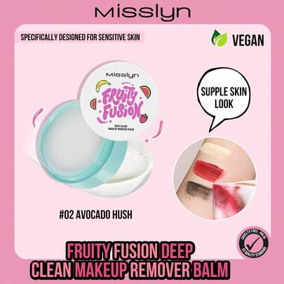  Sáp tẩy trang hương trái cây MISSLYN, Sáp làm sạch da mặt, Hòa tan lớp trang điểm, Sữa rửa mặt, Làm sạch nhẹ nhàng, Sáp đa năng, Kết cấu dạng sáp-dầu-sữa, Dễ dàng loại bỏ lớp trang điểm cứng đầu, Dưỡng ẩm và nuôi dưỡng, Phù hợp với mọi loại da, Làm sạch sâu, Phù hợp cho da nhạy cảm và da mụn, Kích thước nhỏ gọn tiện lợi khi đi du lịch, Thuần chay và không thử nghiệm trên động vật, Sản phẩm chăm sóc da thuần chay