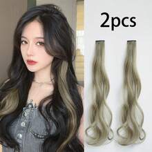 2pcs/Lot Colorful Ombre Curly Hair Extensions With Clip Suitable For Daily Life Or Vacation - Army Green - View 5