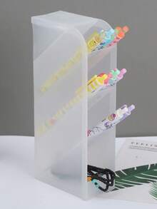 Wielofunkcyjny uchwyt na długopisy na biurko, przezroczysty uchwyt na długopisy o dużej pojemności, organizer na artykuły papiernicze, stojak na długopisy na biurko, pudełko do przechowywania długopisów, przezroczysty pojemnik do przechowywania artykułów papierniczych na biurko w akademiku, pojemnik na kosmetyki na biurko, uchwyt na długopisy z gumką do ołówka, odpowiedni do domu lub biura, artykuły biurowe i akcesoria - Wielokolorowe - Zobacz 4