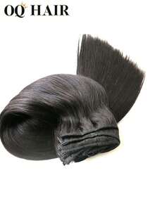 OQ 7 pcs Rambut Manusia Asli 100% Lurus, Panjang 14-22 Inci, Warna Hitam Alami, Tanpa Perlakuan Kimia, Tidak Rontok, Mudah dan Cepat Dipasang, Cocok untuk Pemula - S1 - View 6