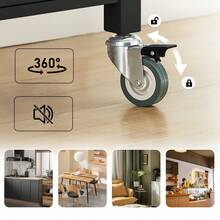 SoBuy Troli dapur dengan plat stainless steel di atas roda, kayu hitam - Hitam - View 5