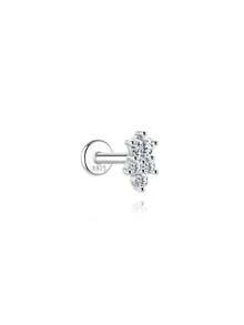 1 chiếc khuyên tai bạc 925 đính đá Moissanite hình học cổ điển, kiểu dáng phẳng, thích hợp cho nữ, đeo hàng ngày, hẹn hò, đi nghỉ mát, dự đám cưới, dự tiệc, làm quà tặng ngày lễ. - Bạc - Xem 14