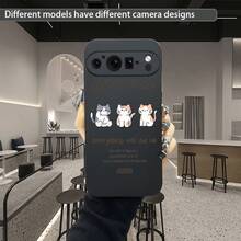 ふわふわのスマホケース、ラッキー3頭の馬の猫デザイン、 Pixel 9、9Pro、XL、8、8A、8Pro、7、7A、7Pro、6、6A、6Pro、5、5Aを使う、ブラックフロスト、耐衝撃性、落下防止保護カバーシェル - ブラック - チェックする 3