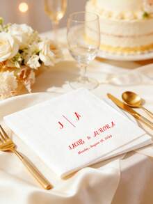 10-200 Customized Wedding Cocktail Napkins, Made Of High-Quality Paper, 3-Ply White Disposable Napkins, Suitable For Weddings, Bars, Bridal Showers, Engagement Parties, Ideal Party Decorations, Personalized Gift, Anniversary - Multicolor - View 8