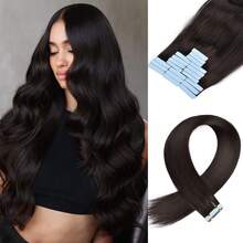 22 Inch High Quality Synthetic Fiber Natural Black & Golden Highlight Seamless Invisible Hair Extension For Women, Daily Use - Multicolor - View 15