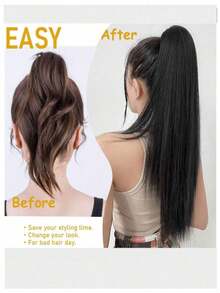 20 Inch Straight Synthetic Hair Ponytail Extension, Smooth & Natural For Daily Wear - Multicolor - View 4