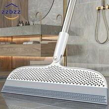 1 Piece Magic Double-Sided Silicone Scraper Broom, Used To Clean Pet Hair, Dust, Glass, Walls, And Floors. The Broom Head Is Detachable For Easy Storage. Made Of Durable Plastic Structure, Suitable For Homes, Cars, And Commercial Spaces (White And Blue) - White - View 2