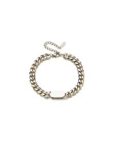 2pcs/Set Stainless Steel Thick Chain Necklace + Bracelet, Hip-Hop Fashion Jewelry Set, Non-Fading, Suitable For Daily Wear - Silver - View 14