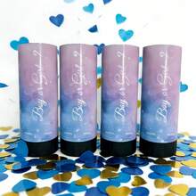 Pháo giấy mini quay tay 11cm, hình trái tim màu xanh dương, chứa giấy vụn và kim tuyến, phụ kiện trang trí tiệc cưới, sinh nhật, tạo không khí sôi động. - 6Pcs - Xem 5