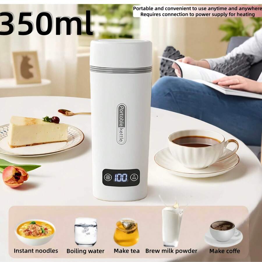 OCTAVO Hervidor eléctrico portátil de 350ml, calentador de agua rápido y mini, de acero inoxidable 304, con apagado automático y protección contra funcionamiento en seco - Tipo de Enchufe B USA (110-127V) - Ver 1