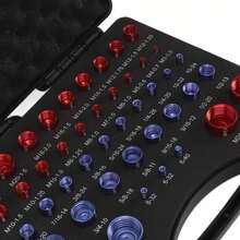 44 piezas de comprobador de roscas para tuercas y tornillos, medidor de tamaño de tuercas y tornillos rojo y azul, juego de medidores identificadores de tuercas y tornillos métricos y en pulgadas. - A - Ver 2