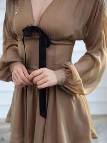 Women Maxi Dresses - Dark Brown - View 10