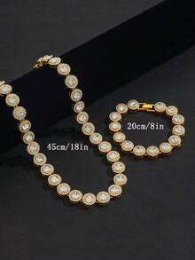 Fully Iced-Out Round Pendant Necklace, Street Style Choker Necklace For Men, Personalized Rhinestone Necklace - Hip-hop Rhinestone Cuban Chain Necklace - View 2