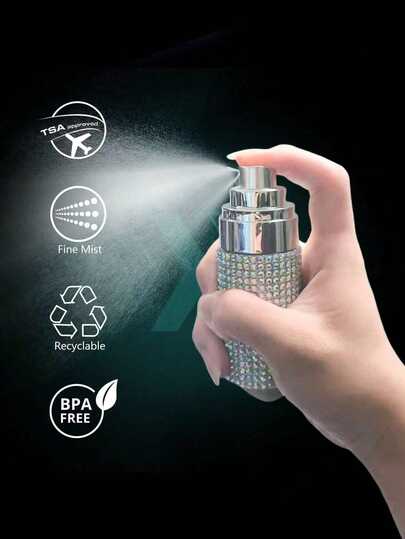 1 Stück funkelnder Strass Parfümzerstäuber, luxuriöses glitzerndes zylindrisches Design, nachfüllbare Reise-Sprühflasche für Düfte, ideal für Valentinstag & täglichen Gebrauch
