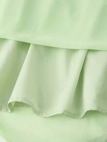 Đầm nữ màu trơn, viền bèo, dáng rộng, thanh lịch, thích hợp cho kỳ nghỉ, phong cách Boho/Bohemian, trang phục mùa xuân/hè. - Màu xanh Bạc hà - Xem 9