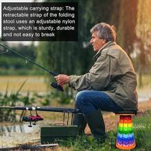Upgraded Portable Folding Stool With Seat Cushion And Nylon Bag Adjustable Stool With 350lbs Load Capacity Collapsible Camping Stool For Adults Outdoor Travel, Fishing. (1, Orange Rainbow) - 橘色彩虹 - 查看 8