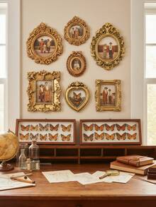 12pcs/10pcs/6pcs Set Vintage Mini Baroque Hollow Resin Photo Frame, DIY Dollhouse And Fairy Tale Scene Decoration, Mini Landscape Craft Ornament, Personalized Photo Display, Gift For Family And Friends, Jewelry Display And Nail Art DIY Accessory - Multiple Styles - View 5