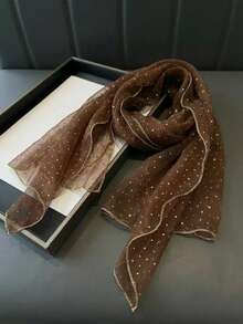 1pc New Fashionable Women's Square Scarf With Bright Trimmings For Daily, Various Styles Bandana,Hair Band,Head Band Ideal For Dressing Up Your Look,Fabric Feels Really Nice,Perfect For Any Costume,Valentine's Day,Hair Accerssories,Spring To Summer,Valentines Gifts,Travel Essential - 棕色 - 查看 2