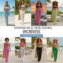 Women's Beach Cover-Up Pants With Cutouts, Summer Fashion, Ideal For Layering Over A Bikini, Swimsuit, Beach, Pool, Risorte - Beige - View 10