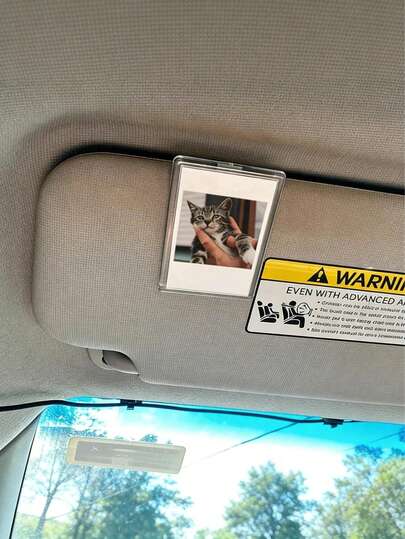 1pc Personalized Car Sun Visor Photo Frame Clip, Customized Photo Car Decor, Couple Gift, Cute Pet, Wallet Photo Frame