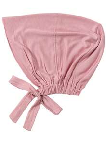 1pc Women's Fashionable Solid Color Elastic Drawstring Hooded Headscarf, Suitable For Daily Wear - Skin Powder - View 5