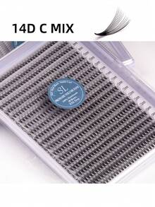 每盒800片，20排，超大容量托盘，蓬松3D/4D/5D/6D/8D/10D/2D俄式浓密预制睫毛簇，超快速嫁接，纤细纤长根部，进口韩国PBT纤维，超黑超柔软，C/D卷度，8-15mm预制睫毛簇，专业级 - C - 查看 16