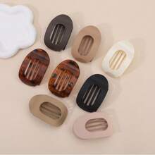 Large Multi-Color Glossy Lightweight Plastic Hairpin, Fashionable And Versatile, Elegant And Simple Pure Color Hair Clips, Suitable For Daily Outings, Casual Wear, Parties, Beaches, Commutes, Vacations, Hairstyle Design, Washing Face/Brushing Hair, Makeup, Etc. - 紅豹紋色 - 查看 4